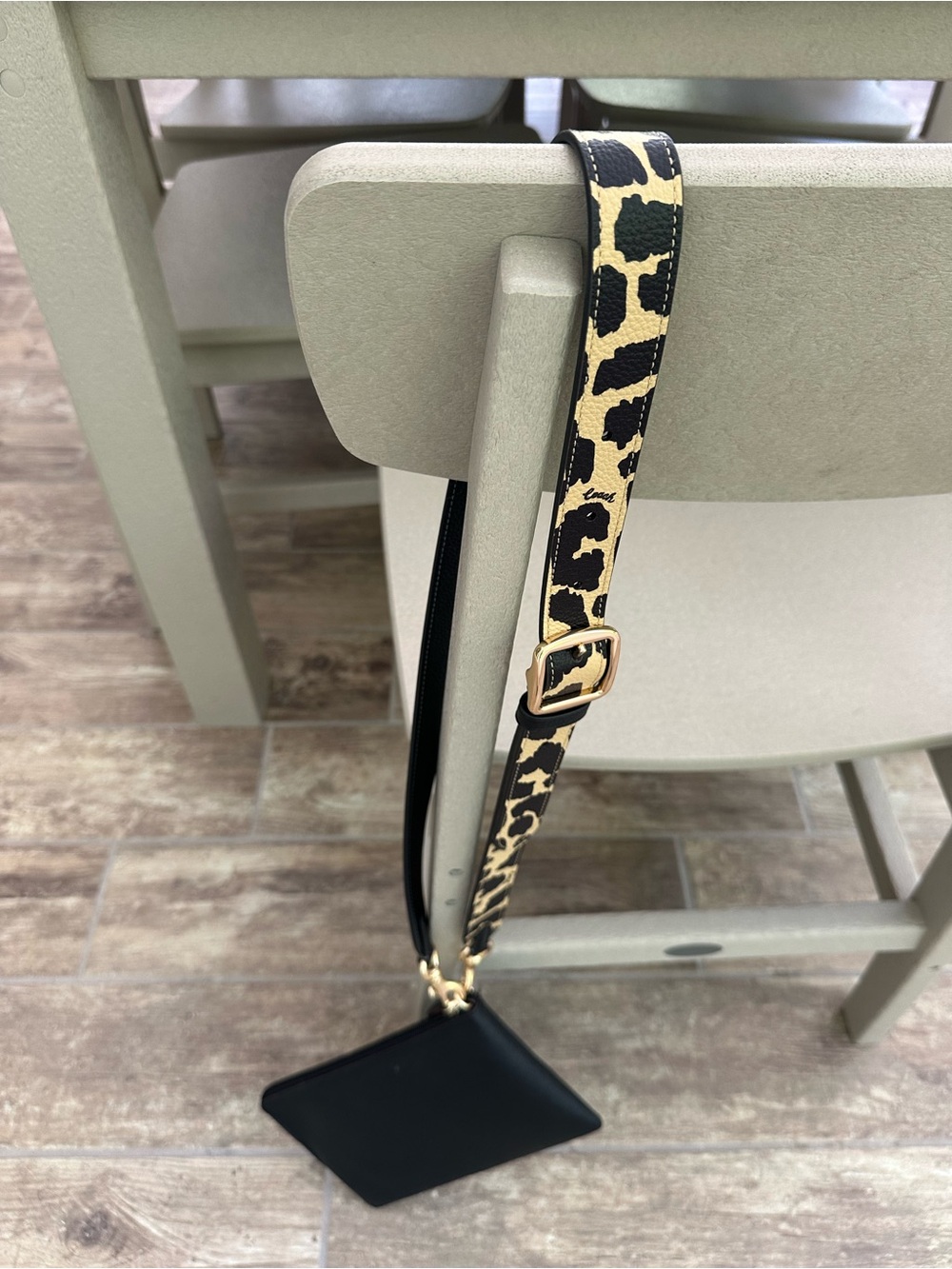 Coach Leopard Print Adjustable Strap in Black and Tan with Gold Hardware - Picture 14 of 16